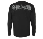 SKULL & SWORD GREY TRAILS BLK L/S TEE