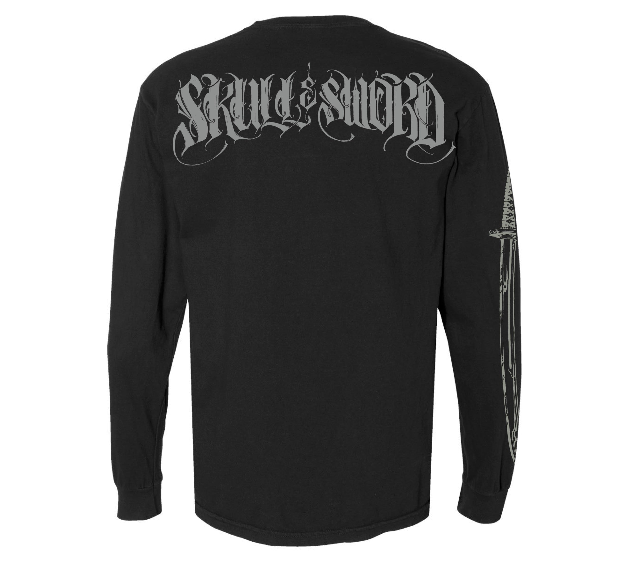 SKULL & SWORD GREY TRAILS BLK L/S TEE