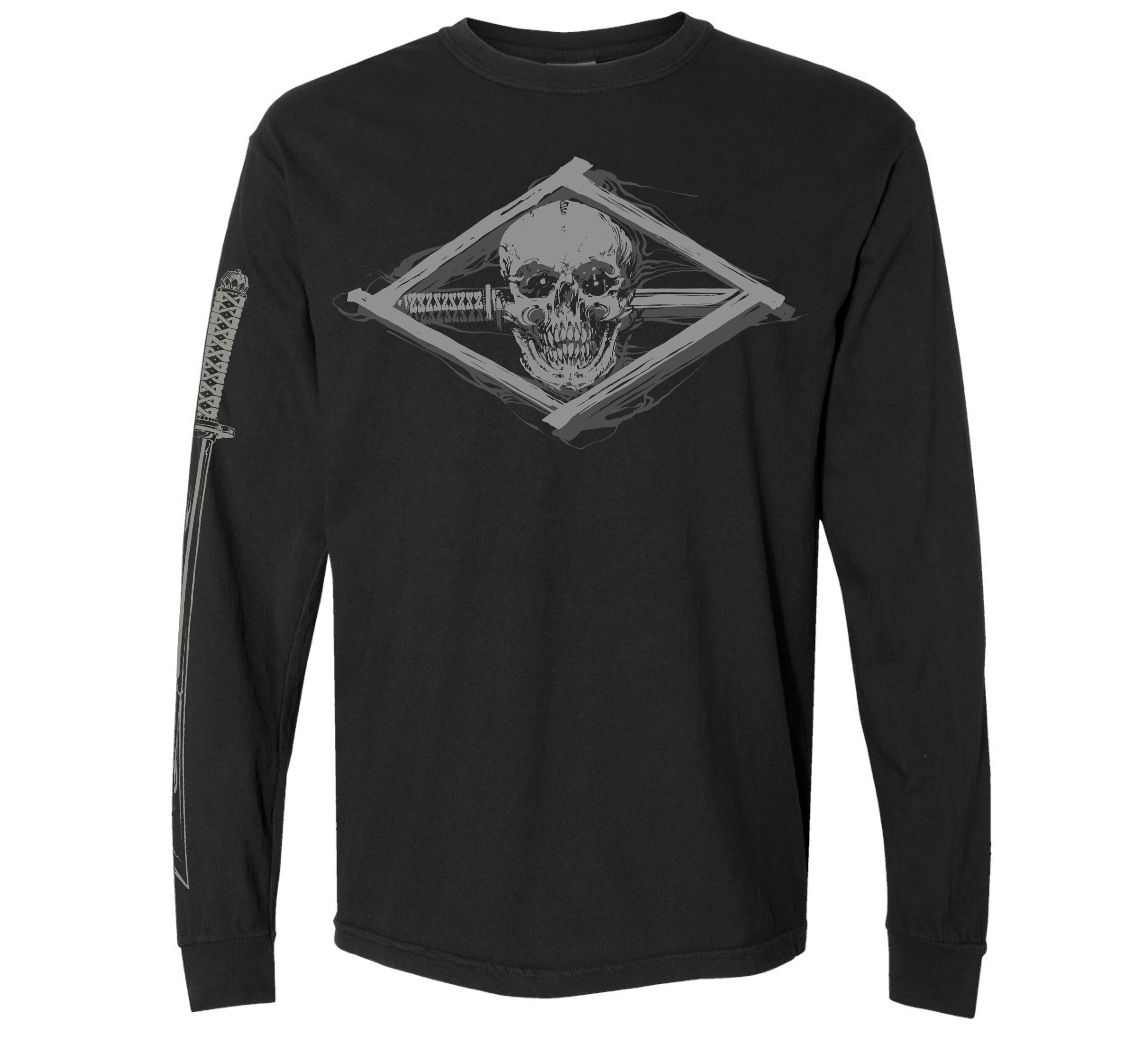 SKULL & SWORD GREY TRAILS BLK L/S TEE